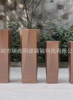 圆形玻璃钢景观花盆商场美陈玻璃钢花盆组合简约创意玻璃钢大花箱