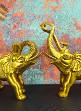 宏达 全黄铜平安如意大象办公室玄关吸水象桌面礼品铜大象摆件