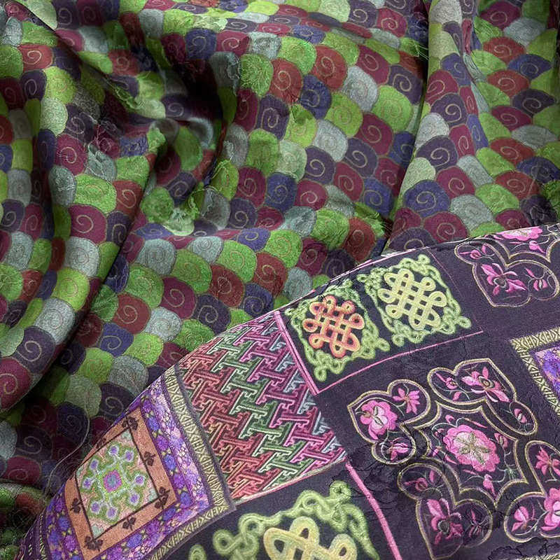 香云纱旗袍汉服连衣裙服装面料复古民族风人丝双面印缎面提花布料,淘宝优惠券,粉丝福利购,淘宝优惠卷