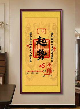 起势唐卡挂画黄财神办公室禅意玄关客厅公司中式茶室背景墙装饰画