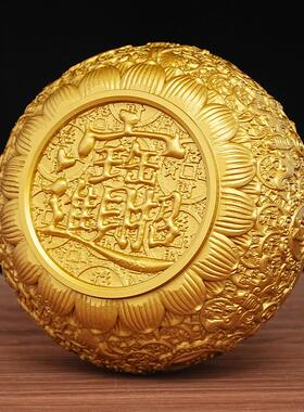 聚宝KAI盆摆件聚开黄百福米缸家用存钱罐八方来财店铺财业铜礼品