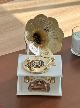 覆古留声机音乐盒八音盒送女朋友生日新年520礼物卧室桌面摆件