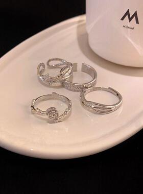 荆棘玫瑰藤蔓情侣对戒冷淡韩系开口食指戒指学生松紧小众指环