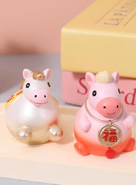 福满生肖马胖马小摆件桌面装饰卡通小马树脂工艺品可爱公仔小礼品