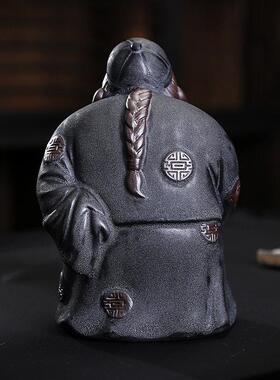 创意陶瓷地主老爷摆件财主人物桌面新中式客厅书房玄关装饰品送礼