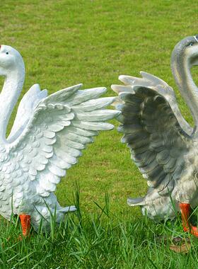 仿真鹅摆鹅工艺品模型风花园庭院件装饰品农家BKU格景观雕塑场景