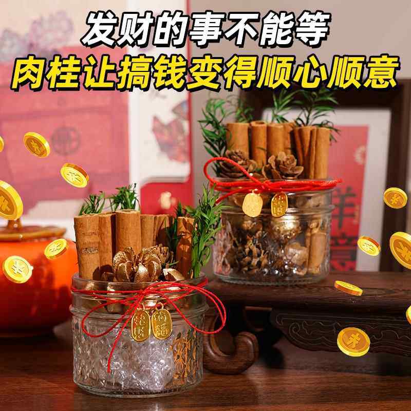 肉桂生财摆件随身携带办公室工位家居店铺乔迁装饰转运招财聚米瓶,淘宝优惠券,粉丝福利购,淘宝优惠卷