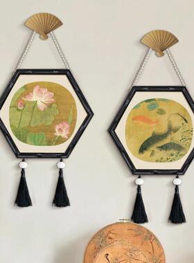 荷花有鱼》中国风玄关好寓意画宋代美学装饰画新中式复古壁饰挂画