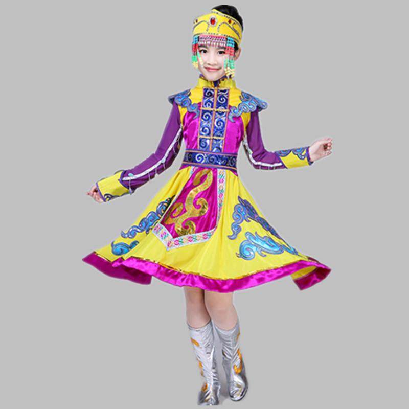 正品蒙古装女儿童蒙族舞蹈服蒙古演出服服族少数民筷子舞舞袍少儿,淘宝优惠券,粉丝福利购,淘宝优惠卷