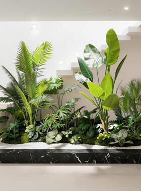 楼梯下造景仿真绿植室内热带植物入户玄关假树装饰假绿植高级摆件