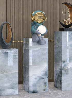甄选岩板立柱子大理石摆件底座展示摆台电视柜侧旁边落地式石墩花