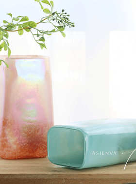 北欧高款平口彩色玻璃花瓶