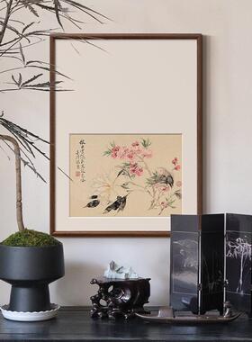 春花秋实花卉新中式挂画写意水墨宋画电表箱书房茶室实木框装饰画