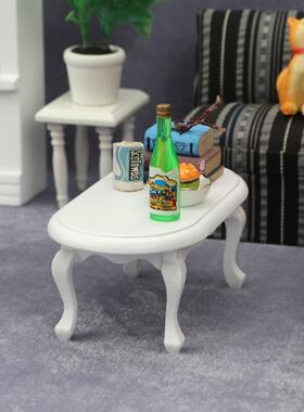 1:12娃娃屋dollhouse迷你家具模型椭圆形bjd场景欧式复古茶几道具