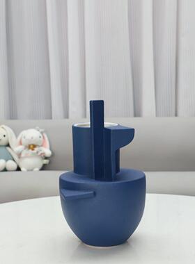 欧式莱因蓝几0183插何树脂克花花器摆件玄关厅客公室书家居装饰花