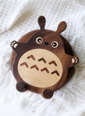 龙猫手机架实木桌面摆件可爱创意礼物原木风手机架装饰品家居