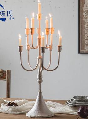 法装式复古多头烛台摆件欧式烛A1917光晚餐饰道具玄旧关入户做蜡