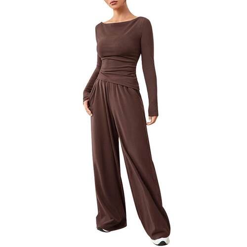 Relaxing women's wide leg pants with two soft and sticky - 图3