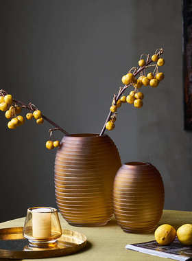 轻奢手工磨刻创意琥珀菠萝罐花瓶客厅插花现代玄关茶几餐桌花瓶