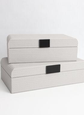 现代简约创意白色收纳盒样板房电视柜家居书房创意软装饰品摆件