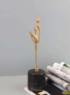 现代简约大理石金属人物摆件样板房间家居电视柜客厅创意软装饰品