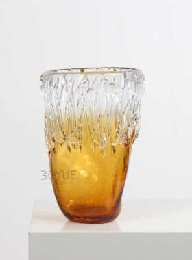 现代复古轻奢琥珀花瓶售楼处样板间客厅插花民宿酒店装饰玻璃花器