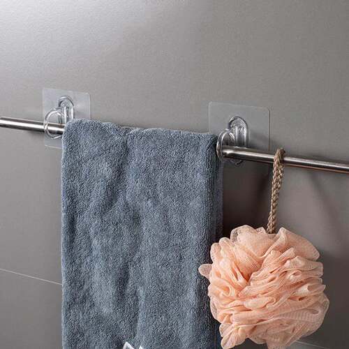 Round Hole Hooks Transparent Adhesive Hooks for Bathroom Sto - 图2