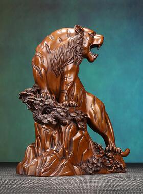 紫铜老虎摆件《上山虎》新中式家居饰品客厅办公室装饰品送礼品