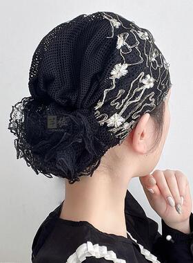 秋季化疗后女士光头专用帽绣花包头帽薄盘发头巾假发帽遮白发帽子