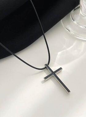 跨界覆古十字男女黑色项炼