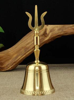 纯铜摇铃 中式手摇铜铃铛 摇铃摆件风铃学校上课家用佛堂桌面装饰