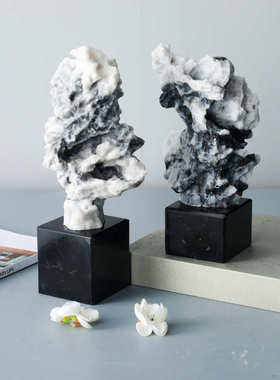 摆件抽象太湖石假山假山别墅中式装饰品玄关禅意新书柜雕塑电视柜