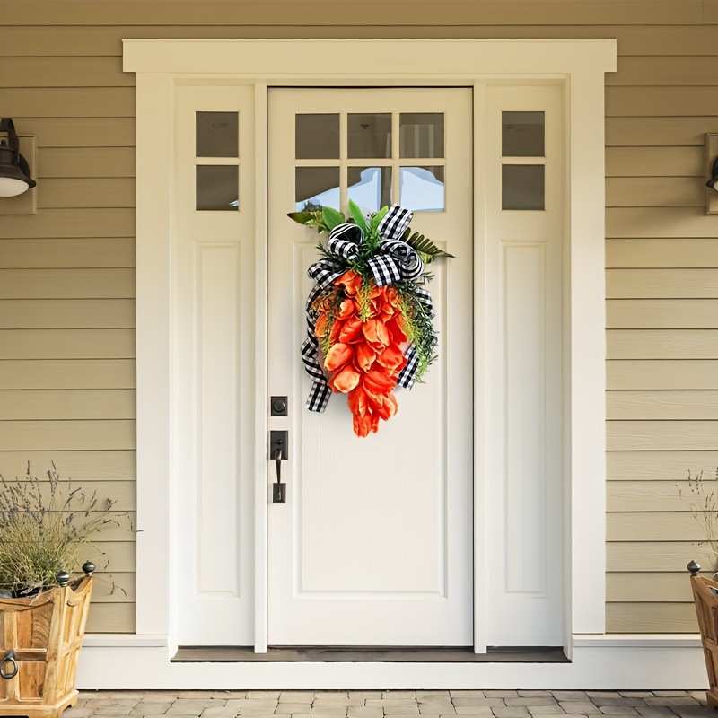 复活节胡萝卜倒挂花环2024背景墙装饰庭院大门挂壁挂装饰花圈 - 图1