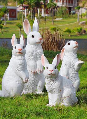 户外风景区草坪玻璃纤维彷真兔子摆件落地花园装饰庭院幼儿园动物