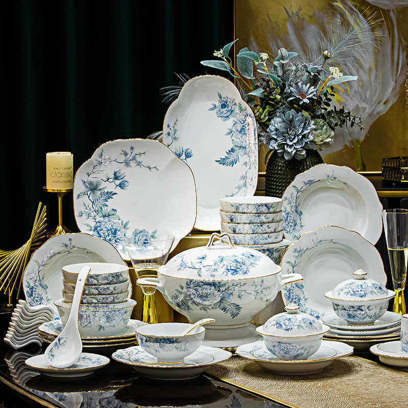 2025新款碗碟套装家用景德镇高端白瓷餐具套装手绘描金高级感送礼,淘宝优惠券,粉丝福利购,淘宝优惠卷