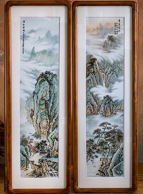 收藏级春夏秋冬四件套瓷板画 国家级大师刘培竹手绘挂画装饰摆件