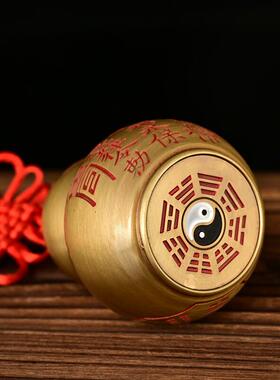 彩绘黄铜天医葫芦开 口空心雨渐耳太极八卦摆件装饰工艺礼品摆饰