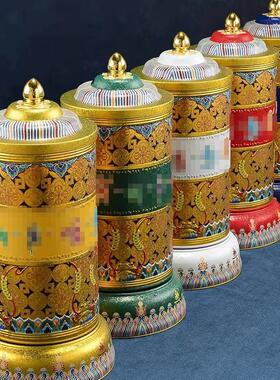 唐多括罗电动插电转动静音财神致PIR绿度母筒转桌面摆件家用精黄