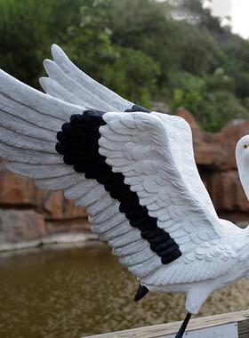 户外园林景观摆件假山水池摆设仿真白鹭树脂玻璃钢仙鹤雕塑工艺品