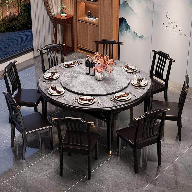 实木岩板餐桌椅组合方圆两用现代简约小户型家用新中式饭桌可伸缩,淘宝优惠券,粉丝福利购,淘宝优惠卷