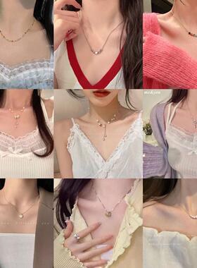 ins日韩简约爱心蝴蝶项链项链