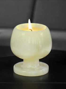 天然大理石轻奢烛台蜡烛杯艺术创意样板房酒店浪漫氛围摆件