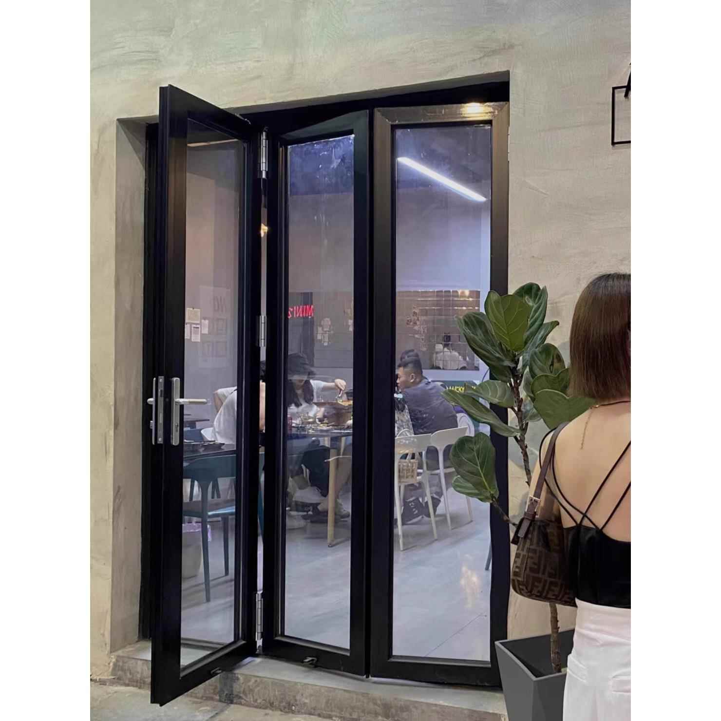 需定制定制左右折叠门窗封阳台铝合金全开窗咖啡奶茶店铺吧台导轨 - 图2