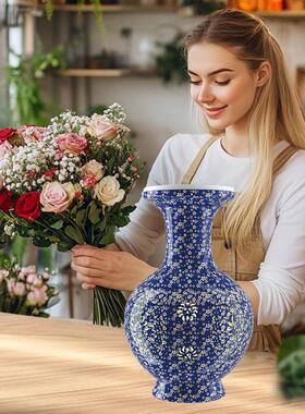 插花陶瓷景德镇瓷器仿古青花瓷花家居客厅装饰工艺品博古架摆件