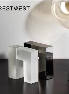 家居高级现代样板间魔方摆件几何装饰品简约家居摆设桌面水晶