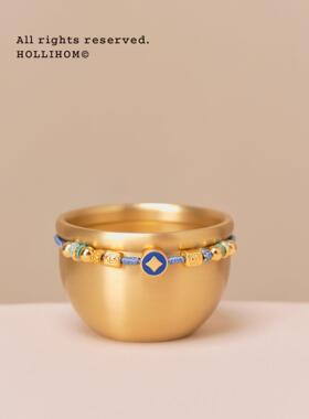 逅里「幸运星」黄铜聚宝盆 招财一桶金小摆件 新年装饰开运礼物