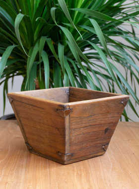 老旧实木进宝日进斗金仿古米斗创意粗陶客厅摆件艺术品开张礼凌之