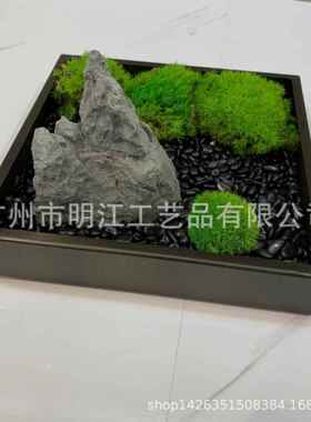 简约轻奢不锈钢青古铜方形盘酒店餐桌摆花微景观托盘仿真花造景盘