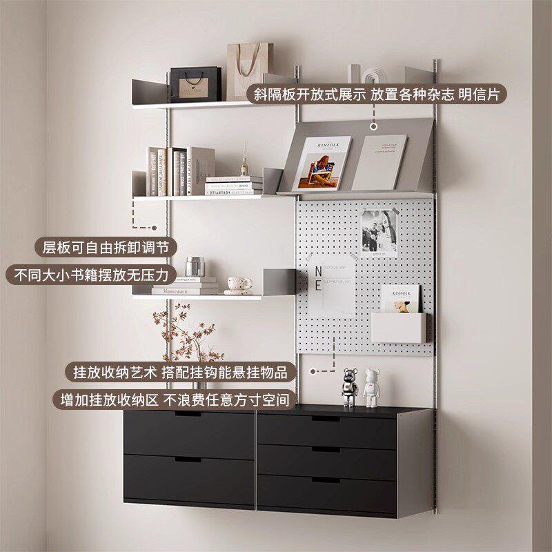 Stainless steel wall-shaped bookshelf hole board vitsoe display living room multi-functional suspended display rack