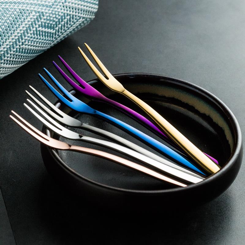 水果叉套装304不锈钢创意可爱小叉子家用欧式蛋糕签水果插收纳瓶